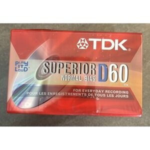 Cassette Tape TDK Superior D60‎ Minutes Blank High Output 4 pack New Sealed